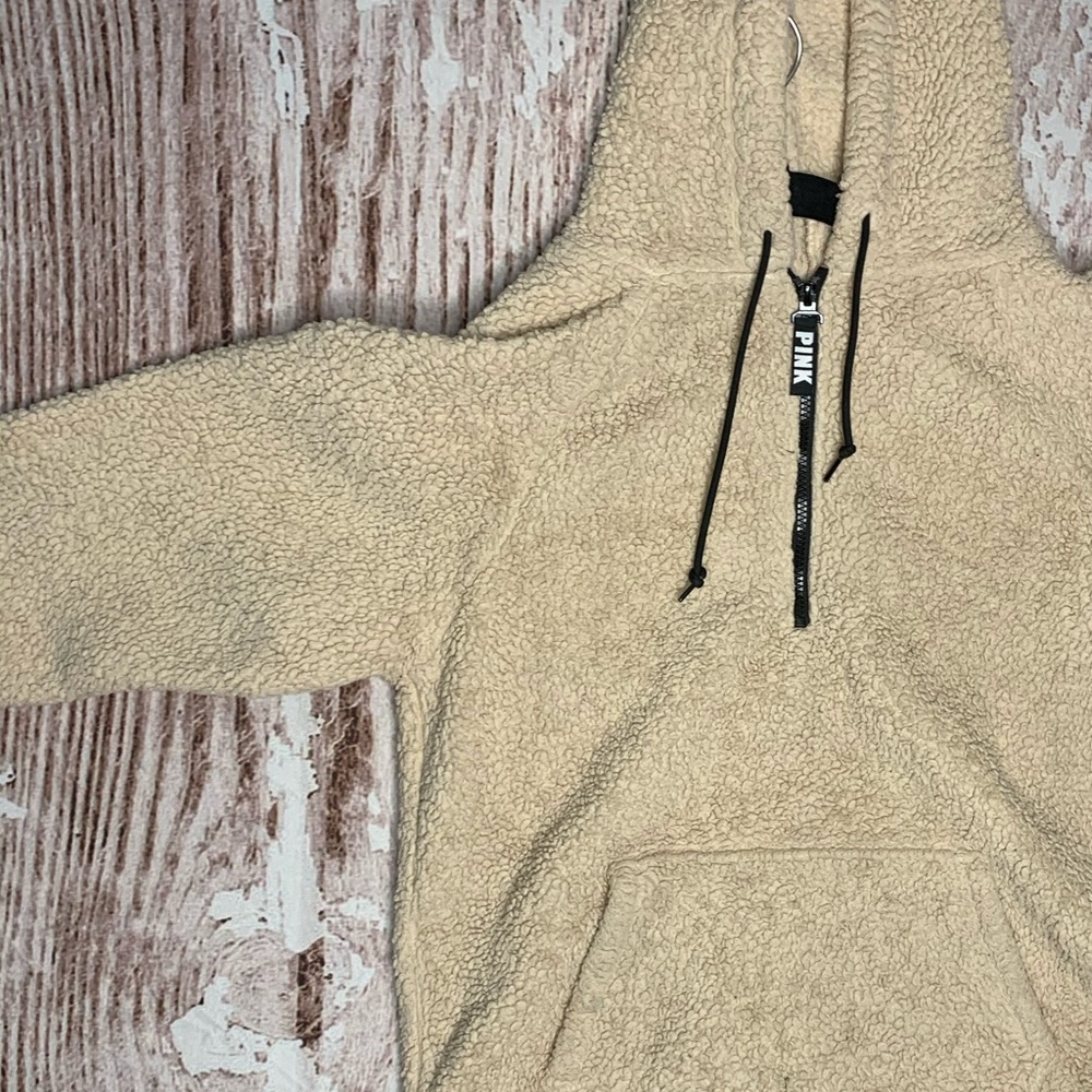 Pink Sherpa quarter zip hood